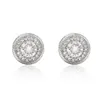 Hip Hop Round Button CZ Stud Earrings for Men Women 3d Side Simulated Jewelry182E