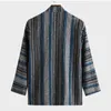 Kimono Cardigan For Men Japanese Streetwear Yukata Male Ethnic Style Stripes Shirt Japanese KimonoTraditional Clothing 210527