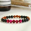 Luxo moda unisex estiramento pulseira natural tigre olho pedra bodhi beads frisado pulseira casal jóias presentes