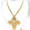 Africa habesha eritrea Ethiopian big Coin Cross Pendants 18K Fine Yellow GOLD GF CUBAN DOUBLE CURB CHAIN SOLID NECKLACE Jewelry