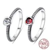 100% 925 Sterling Silver Red/White Zircon Ruby Rings For Women Girl Engagement Anniversary Gift Jewelry J-250