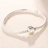 Pulseira Bracelet Femme 925スターリングシルバーハートスネークチェーンブレスレット用オリジナルチャームビーズジュエリーギフト