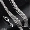 Chains Necklaces & Pendants Jewelry Bk 2Mm 925 Sterling Sier Side Necklace Cuban Link For Women Mens 16 18 20 22 24 26 28 30 Inches Drop Del