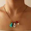 Pendant Necklaces Trendy Christmas Snowman Elk Gold Color Bells Necklace Santa Gift For Daughter Family Jewelry Banquet Party Accessories