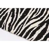 [EAM] Frauen Schwarz Große Größe Zebra-Print Unregelmäßige Bluse Revers Lange Hülse Lose Hemd Mode Frühling Herbst 1DD6887 21512