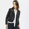 Ly Varey Lin Kvinnor Höst Faux Läderjacka PU Motorcykel Zipper Svart Basic Jackor Turndown Collar Biker Ytterkläder 210526