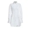 GENSPRING женщин Установить Redder рубашка с длинным рукавом хлопок белые блузки рубашки повседневная мода 2 шт 210601