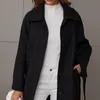Women's Wool & Blends 2022 Fall/winter European And American Cross-border Fashion Loose Coat Female Black Temperament Office Lady Jacket Ber