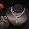 Asnora Nowy Luksusowy Cyrkon Zestaw Naszyjnik Kolczyk Bransoletka Czterokiełki Crown Ladies Wedding Jewelry Set Panie Biżuteria T0854 H1022