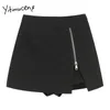 Yitimuceng oregelbunden kjol för kvinnor Zipper Casual High Waist Casual Mini Svart Kläder Sommar Koreansk Fashion Skirts 210601