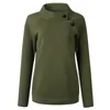 Przycisk boczny Slim Bluza Kobiety Z Długim Rękawem Casual Pullovers Topy Jesień Zima Podstawowa Bluzy Kobiet Bluzy Szare Wojsko Green Granatowy Blue 210507