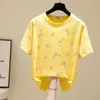 T-shirt coréen Ulzzang Chic Graphic surdimensionné All Match Femmes Tee Hole Loose Tops Vintage Girl Très Cool T-shirts Summer Cotton 210604