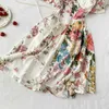 Designer di runway 2020 Estate Bohemian Single Breasted Stampa Dress Manica corta A-Line Beach Party Mini Dress Vestidos Y0603