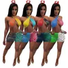 섹시한 여성 Tracksuits 여름 디자이너 두 조각 복장 인기 인쇄 된 수영복 정장 패션 탑 반바지 세트 DHL