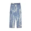 Casual Print Tie Dye Jeans für Frauen Hohe Taille Aushöhlen Lose Hit Farbe Denim Hosen Weibliche Mode Kleidung 210521