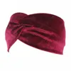 Solid Color Gold Velvet Headband Stretch Fabric Women Girl Versatile Cross Knot Bow Turban Bandage Headwear Hair Accessories