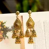 Boho indiska jhumka smycken små klockor lång tofs droppe örhänge bohemia vintage etniska dangling örhängen för kvinnor