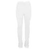 Men's Pants Women High Waist Drawstring Stacked Sweatpants Solid Color Bottom Flare 896E1
