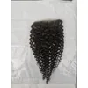 Peruvian 100% Human Virgin Hair Kinky Curly Five By 5 spetsstängning Baby Hair Middle Three Free Part 16-26 tum