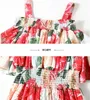 Summer Fashion Runway Boho Dres Off Épaule Spaghetti Sangle Taille élastique Floral Print Party 210531