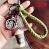 Keychains & Lanyards Resin keychain Cute cartoon couple Simulated Coffee cup woven rope bell car key chain H9ZW