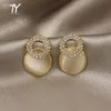 Elegant Petal Circle Stud Earrings For Woman Classic Jewelry Earrings