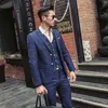 ( Jacket + Vest + Pants ) Fashion Boutique Mens Plaid Formal Business Suit 3 Piece Set Men's High-end Casual Suits Wedding set