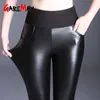 Faux Warm Leather Pants For Women Winter Tights Leggings Pu Skinny 6Xl Plus Size Patent Women's Trousers High Waist 210428