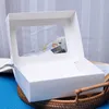 ギフトラップStobag 10pcs/lot White Paper Box Cookiesチョコレートパッキングバースデーパーティーハンドメイドビスケットの装飾明確な窓付き