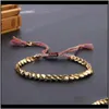 Link Jewelry Mandmade Tibetano Budista Bra￧ado Bercas de cobre de corda sortuda para homens Pulpares de rosca Men