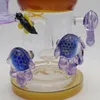 Glass Bong Bee Waterpipe Hookah Recycler Oil Rigs with Unique Percolator 10in height 14mm Bowl