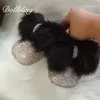 First Walkers Black Hair Beautiful Fur Winter Baby Girl Bling Briades Nursery Room Designer Embellished Rhinestones Handmade Crib Shoes