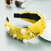 Élégant Imitation perle perlée nœud papillon bandeau Vintage brillant strass torsadé tissu bandeau femme fête lunette