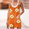 Mulheres Macacões Summer Casual Solta Manger Sem Mangas Botão Sólido Botão Suspensórios Bancos Big Calças Curtas Pens Largo Playsuits Macacões 210709