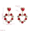 Boucles d'oreilles pendantes en forme de cœur pour femmes, élégantes, en cristal rouge et blanc, accessoires de bijoux de fête géométriques, à la mode, 2021