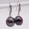 Pearl drop earrings unique baroque black pearls 925 sterling silver women's pearl 210625294s