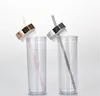 16oz Dubbelskikt Plast Straw Cup Akryl Skinny Straight Tumbler Rose Gold Electropled Lid Hem Office Kaffe Kopp