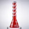 Xmas Hookah Big Beaker Glass Bongs w stylu świąteczny prosty rurka olej Ribs grube szklane rury wodne 18 mm staw żeński