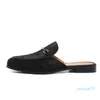 Men039s Suede Leather Open Back SlipOn Dress Slippers On Backless Velvet Loafers Lazy Person Half Shoe for Men Size 6131888344