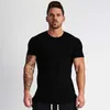 MuscleGuys Düz Giyim Spor T Gömlek Erkekler O-Boyun T-shirt Pamuk Vücut Geliştirme Tee Gömlek Slim Fit Tops Spor Salonları Tshirt Homme 210726