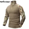 ReFire Gear Camouflage Army T-Shirt Men US RU Soldiers Combat Tactical T Shirt Military Force Multicam Camo Long Sleeve T Shirts 210329