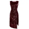 Women Sexy Dress Vestidos De Festa Sleeveless Sequin Bodycon Party Wedding Prom Formal s 210518