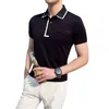 Style britannique Hommes Polo Shirs Manches courtes Slim Fit Business Chemises décontractées Social Street Wear Hommes Vêtements Col Turndown Tops 210527