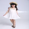 Yeni Yaz Kızlar Pileli Şifon Tek Parça Elbise Ile Madeni Para Yaka Çocuk Colthes Çocuklar Için Bebek, Pembe / Yeşil Q0716