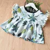 Retail sommarflicka kläder sätter bomull linne ananas pom t-shirt + shorts 2pcs mode outfits c31 210610