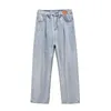 IEFB / Mäns Slitage Koreansk stil Tvättad All-Match Slimming Pläterad Fram Hög midja Denim Dad Lossa Straight Jeans för Man 9Y4161 210524