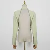 VHH Asymetryczny blezer dla kobiet Notched Collar z długim rękawem Backless Hollow Out Beading Green Coats Style Fashin Fashin 211019