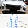 1set luzes de corrida diurna LED DRL dinâmico volta sinal carro nevoeiro luz luzes do dia para Hyundai Tucson 2021 2022