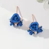 Brincos de garanhão de flor de rosa elegante coreano para mulheres moda vintage buquê de cristal flor brincos 2021 tendência jóias