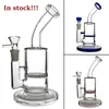 Bent Tube Clear Pink Blue Glass Bong Dab Rig Water Pipes Hookahs 8" Tall 5mm Thick Bowl Quartz Banger Showerhead Perc Bongs Heady Mini Pipe Wax Oil Rigs Wholesale